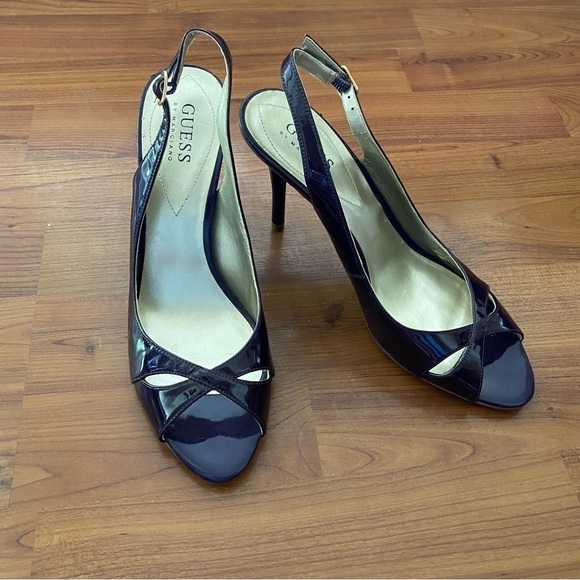 Guess By Marciano | Sling Back Peep Toe High Heels | Eggplant | Size: 8M - Picture 1 of 6